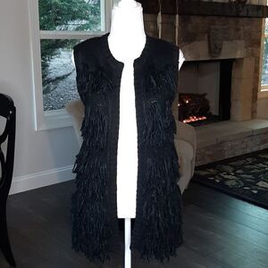 Xhilaration Black Fringe Vest